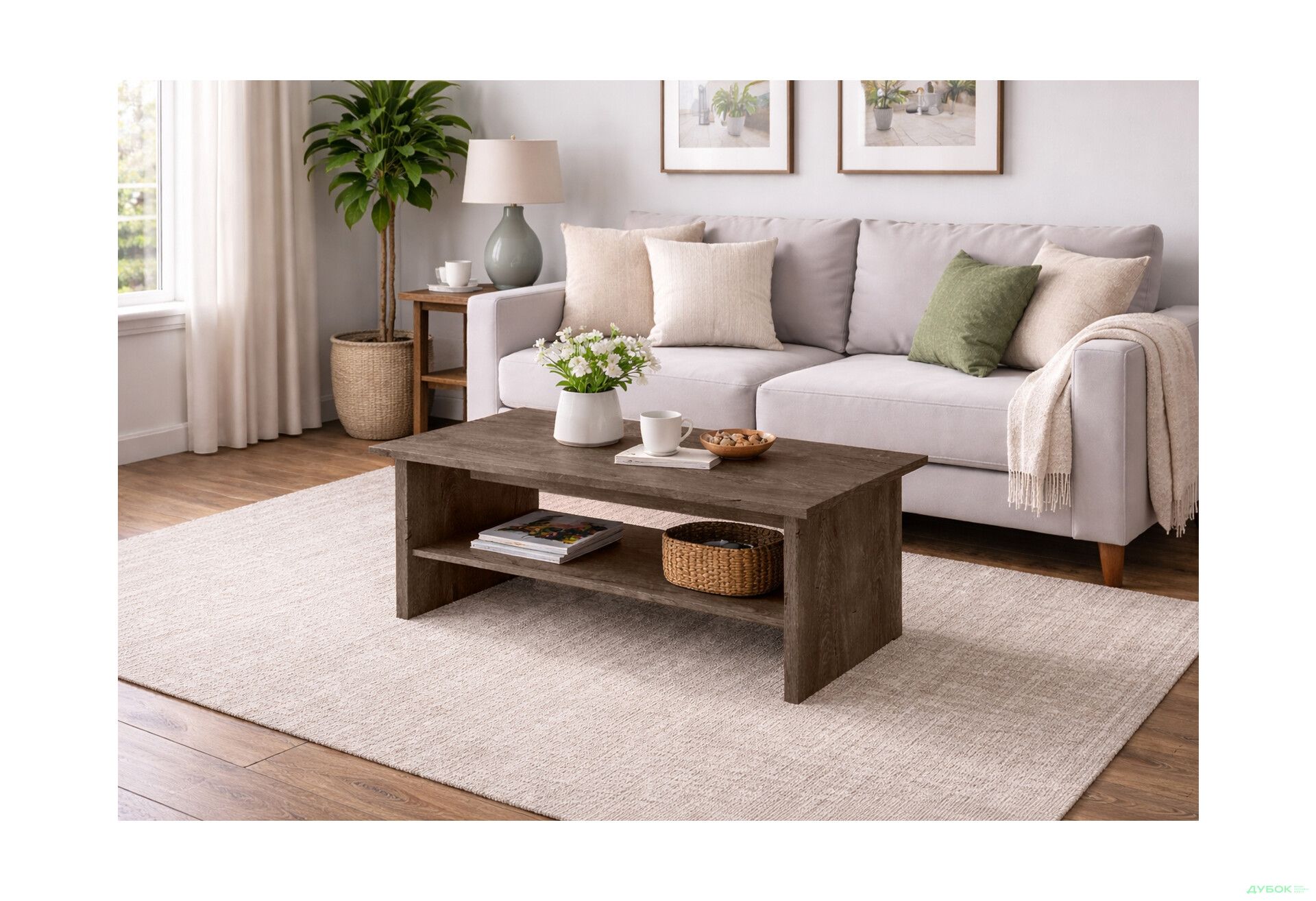 Изображение 2 - Стол журнальный VMV holding Кордан / Cordan 120х60 см с полкой, Дуб Бургундский 