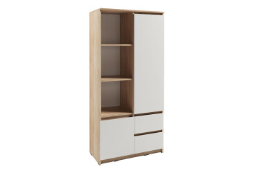 Шафа-пенал Kredens furniture Естетик D-0002 з полицями та шухлядами 80 см, дуб сонома / білий