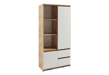 Шафа-пенал Kredens furniture Естетик D-0002 з полицями та шухлядами 80 см, дуб аппалачі / білий