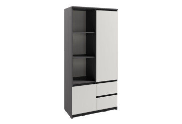 Шафа-пенал Kredens furniture Естетик D-0002 з полицями та шухлядами 80 см, антрацит / білий