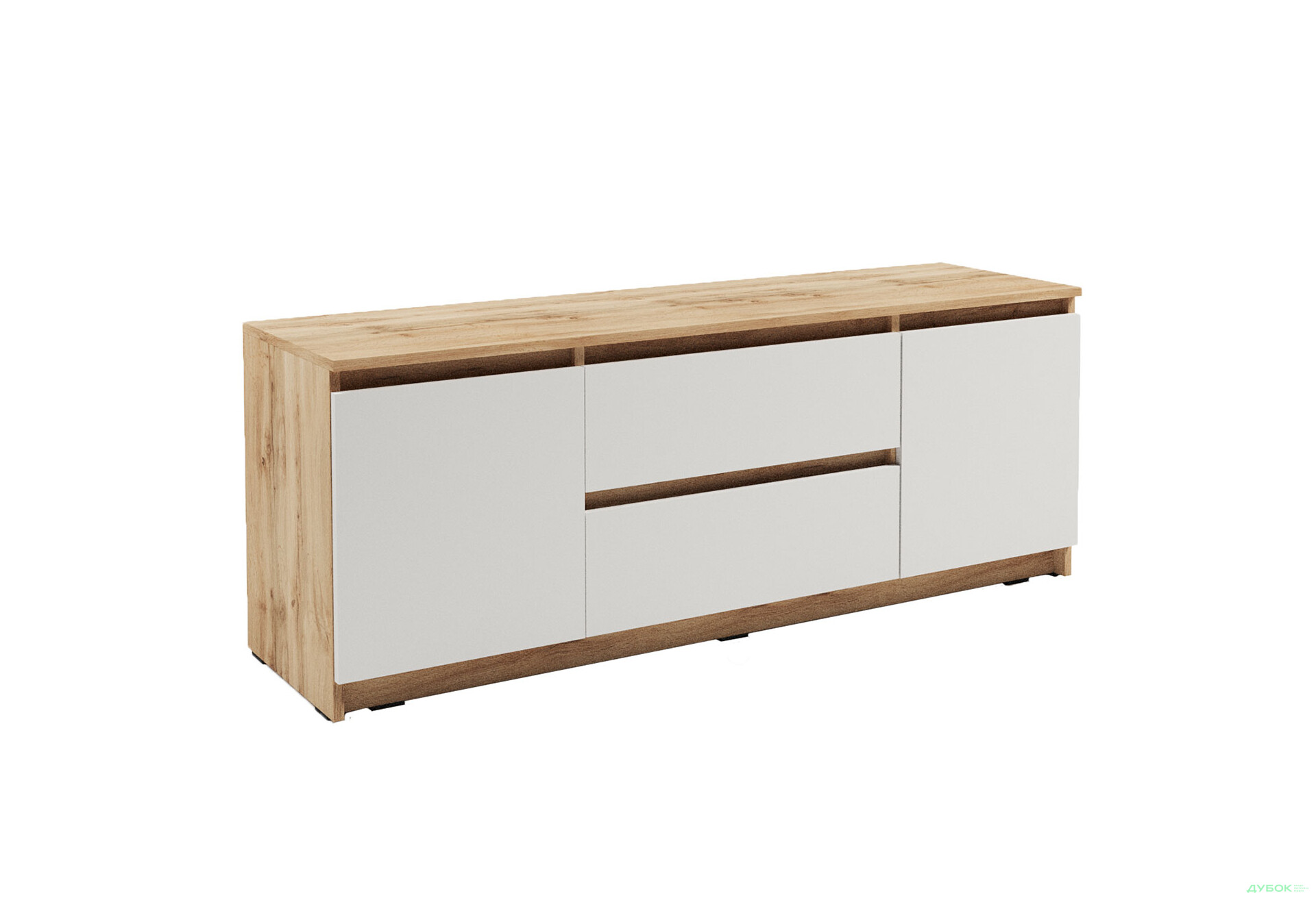 Изображение 3 - Тумба под ТВ Креденс Фениче Эстетик D-0003 с 2 ящиками и 2 дверками 140 см, дуб аппалачи / белый