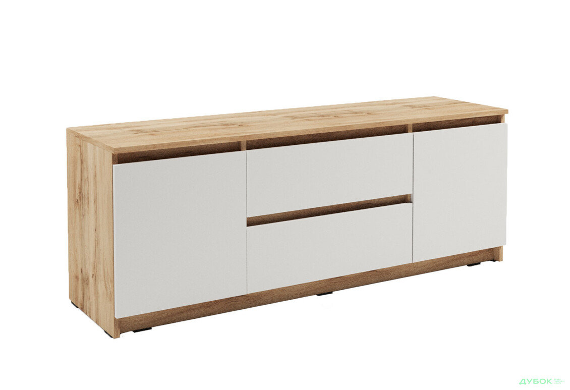 Изображение 3 - Тумба под ТВ Креденс Фениче Эстетик D-0003 с 2 ящиками и 2 дверками 140 см, дуб аппалачи / белый