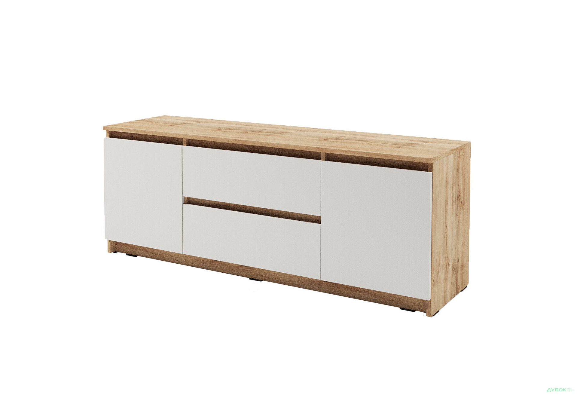 Изображение 1 - Тумба под ТВ Креденс Фениче Эстетик D-0003 с 2 ящиками и 2 дверками 140 см, дуб аппалачи / белый
