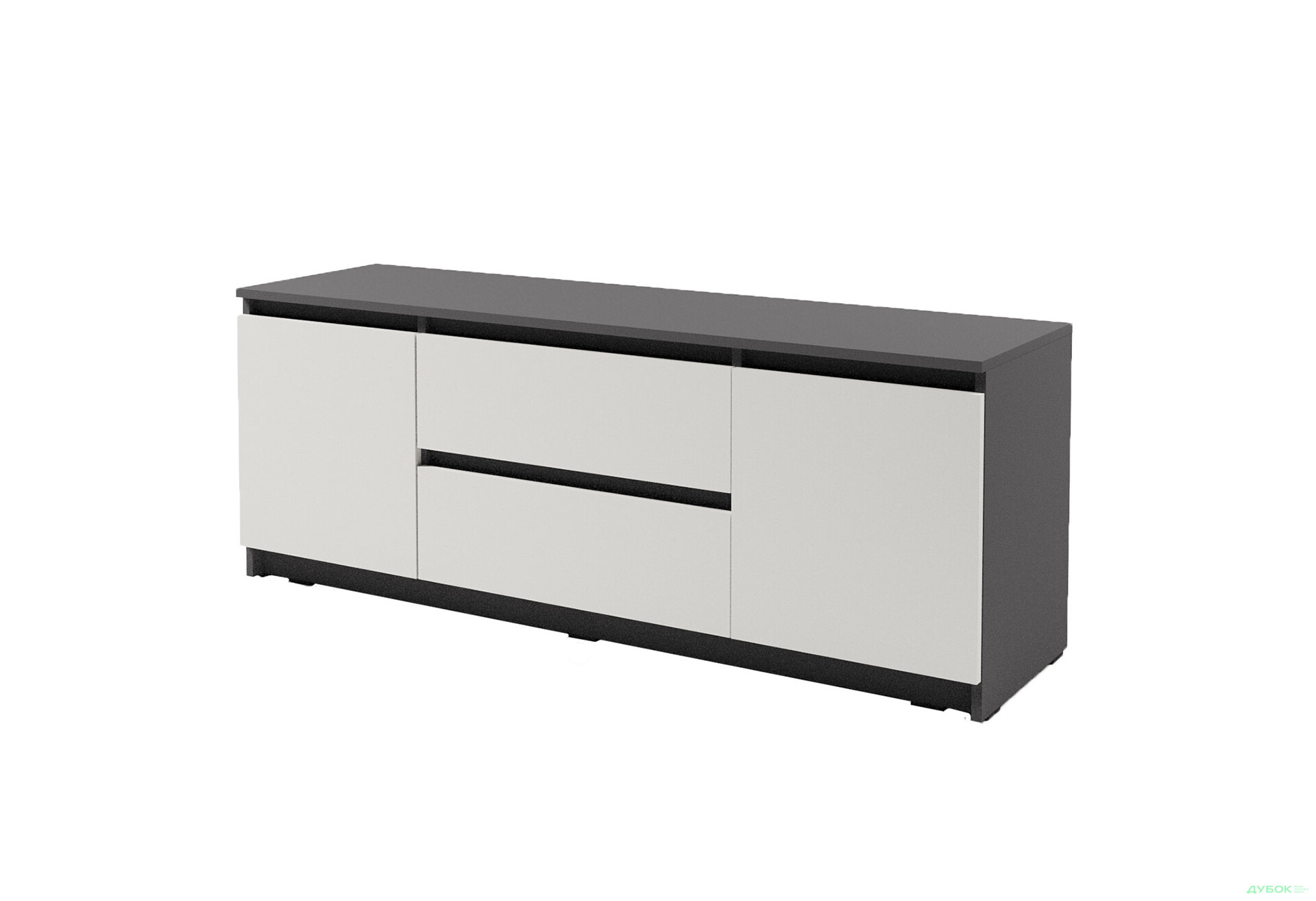 Зображення 1 - Тумба під ТВ Kredens furniture Естетик D-0003 з 2 шухлядами та 2 дверками 140 см, антрацит / білий