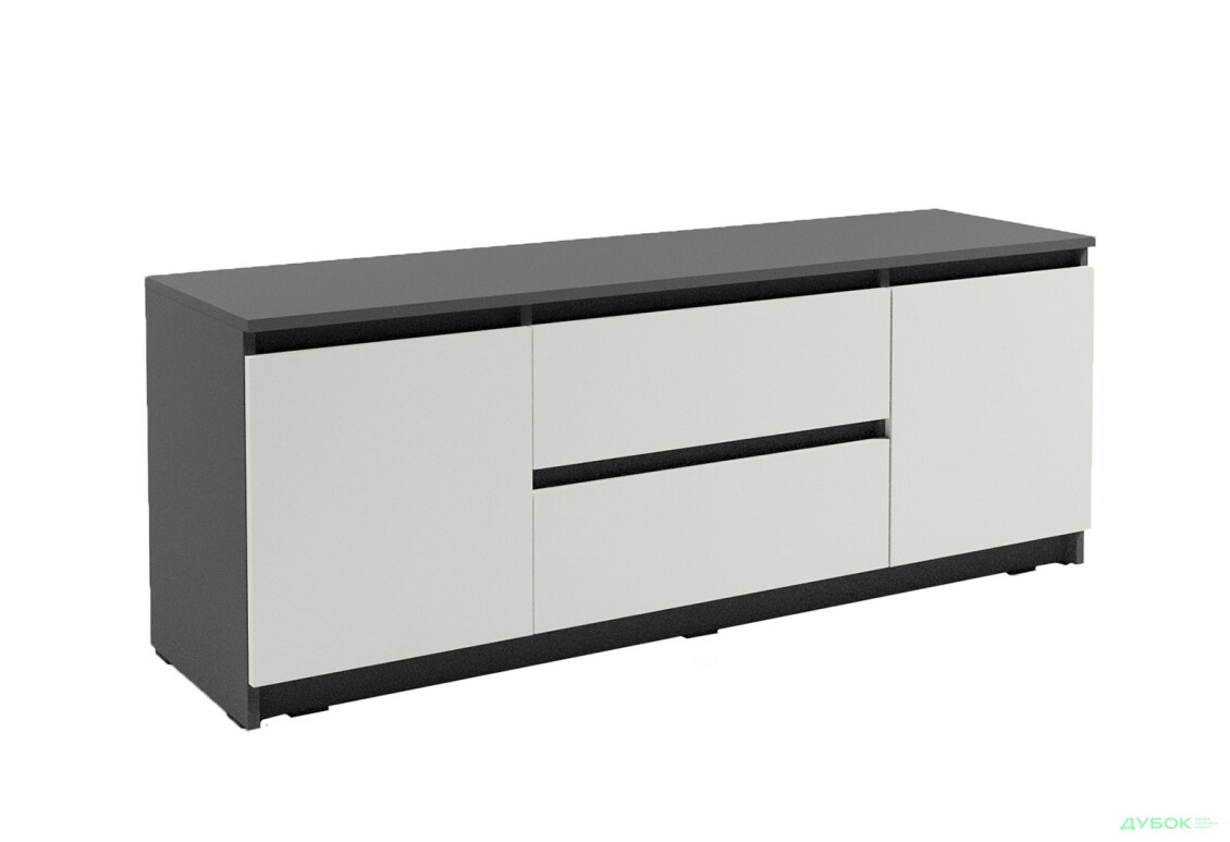 Зображення 3 - Тумба під ТВ Kredens furniture Естетик D-0003 з 2 шухлядами та 2 дверками 140 см, антрацит / білий
