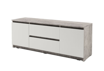 Тумба під ТВ Kredens furniture Естетик D-0003 з 2 шухлядами та 2 дверками 140 см, бетон / білий