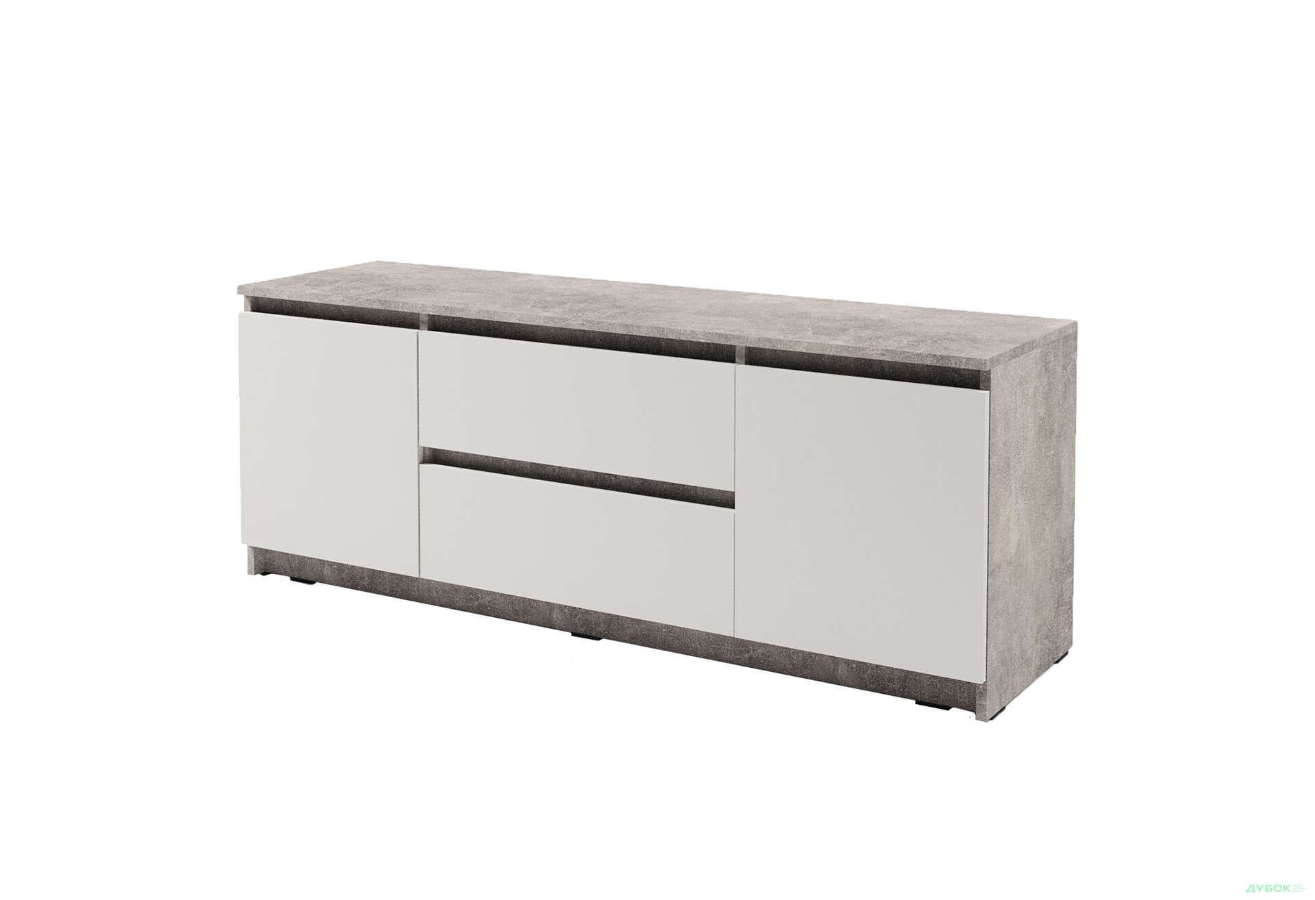 Зображення 1 - Тумба під ТВ Kredens furniture Естетик D-0003 з 2 шухлядами та 2 дверками 140 см, бетон / білий