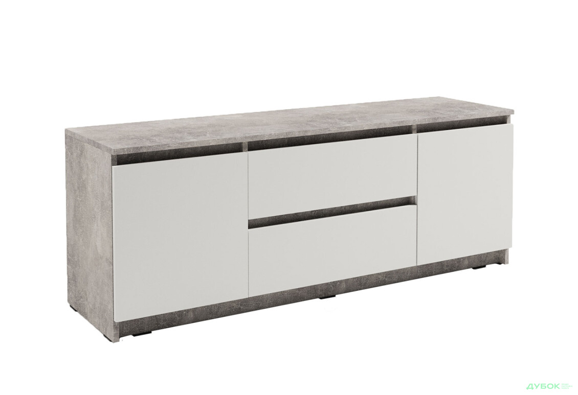 Зображення 3 - Тумба під ТВ Kredens furniture Естетик D-0003 з 2 шухлядами та 2 дверками 140 см, бетон / білий