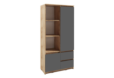 Шафа-пенал Kredens furniture Естетик D-0002 з полицями та шухлядами 80 см, дуб аппалачі / антрацит