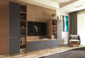 Вітальня Kredens furniture Естетик 290 см, дуб аппалачі / антрацит
