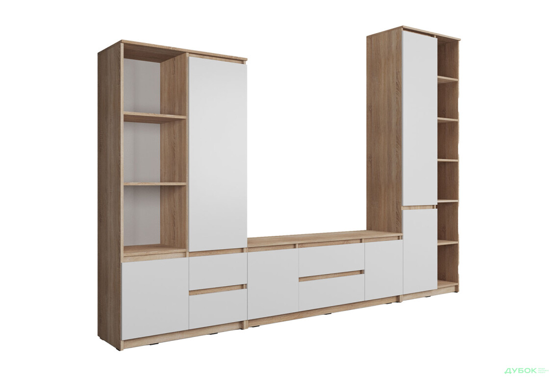 Гостиная Креденс Фениче Эстетик 290 см, дуб сонома / белый - Изображение 2 Изображение 2 - Гостиная Креденс Фениче Эстетик 290 см, дуб сонома / белый