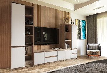 Вітальня Kredens furniture Естетик 290 см, дуб сонома / білий