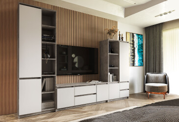 Вітальня Kredens furniture Естетик 290 см, бетон / білий