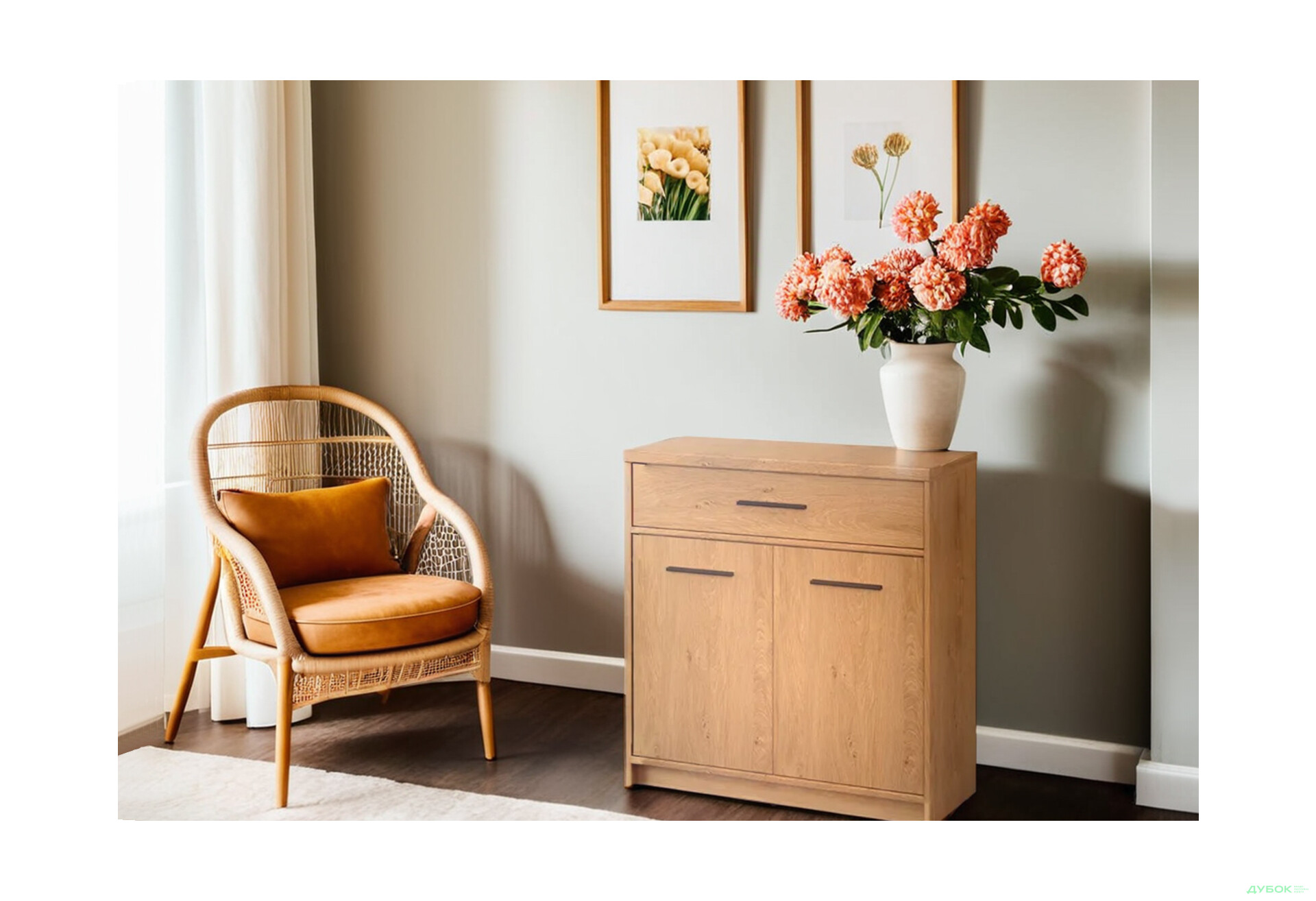 Комод VMV holding Паві / Pavi 2-дверний з шухлядою 84 см, Дуб Кам'яний - Зображення 2 Зображення 2 - Комод VMV holding Паві / Pavi 2-дверний з шухлядою 84 см, Дуб Кам'яний