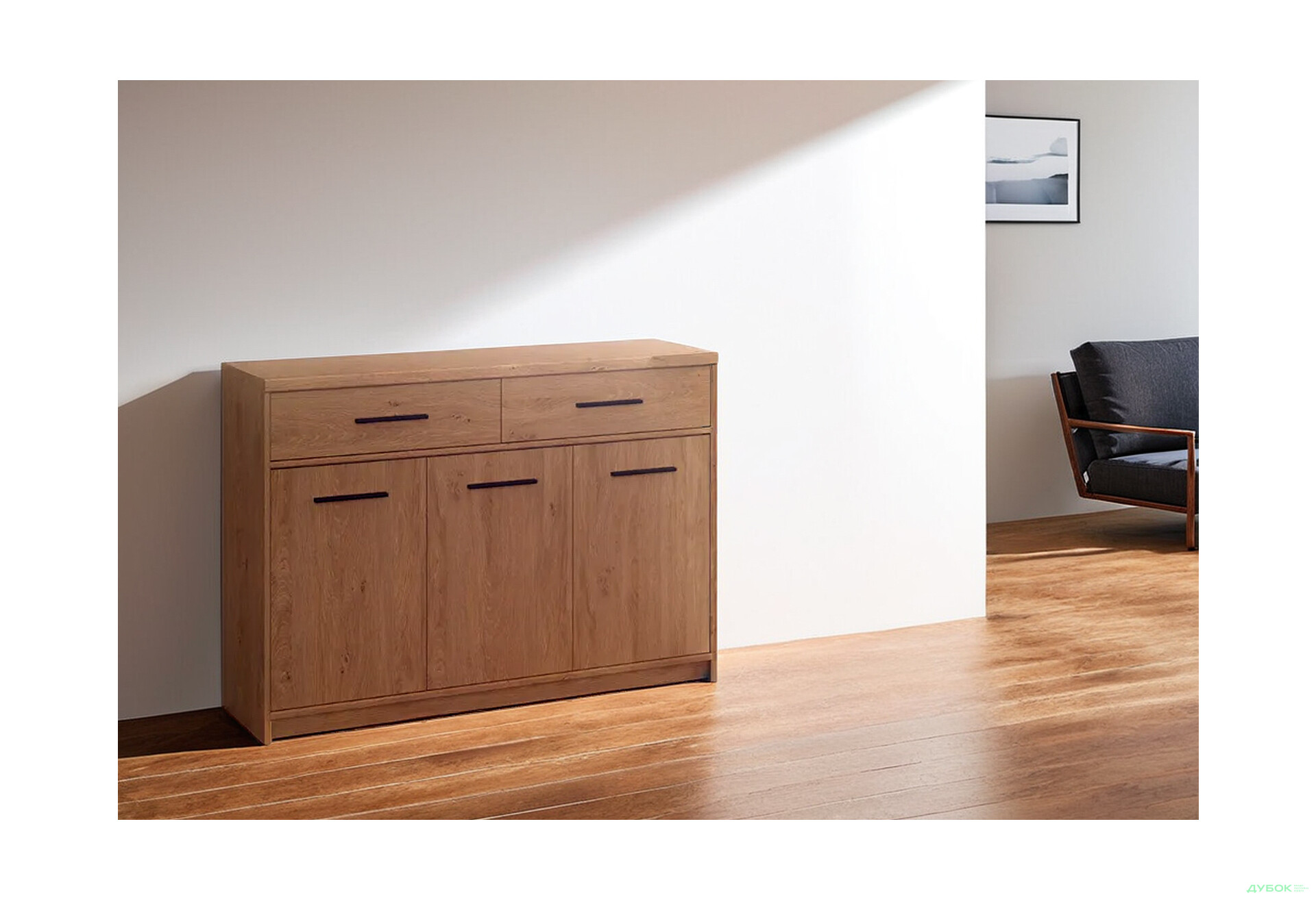 Комод VMV holding Паві / Pavi 3-дверний з шухлядами 125 см, Дуб Кам'яний  - Зображення 2 Зображення 2 - Комод VMV holding Паві / Pavi 3-дверний з шухлядами 125 см, Дуб Кам'яний