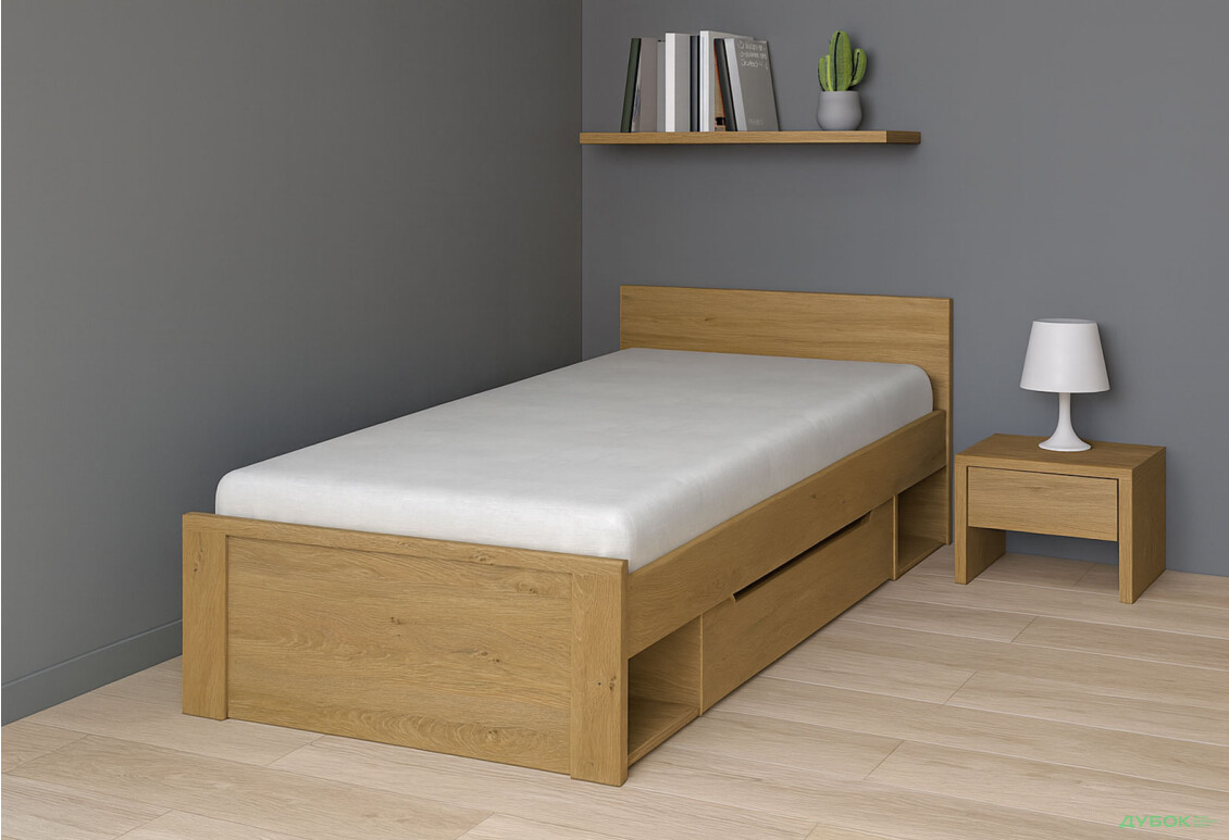 Ліжко VMV holding Паві / Pavi (без вкладу) 90х200 см з шухлядою, Дуб Кам'яний - Зображення 2 Зображення 2 - Ліжко VMV holding Паві / Pavi (без вкладу) 90х200 см з шухлядою, Дуб Кам'яний