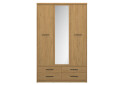 Фото 2 - Шафа VMV holding Паві / Pavi 3-дверна з 4 шухлядами та дзеркалом 125 см, Дуб Кам'яний