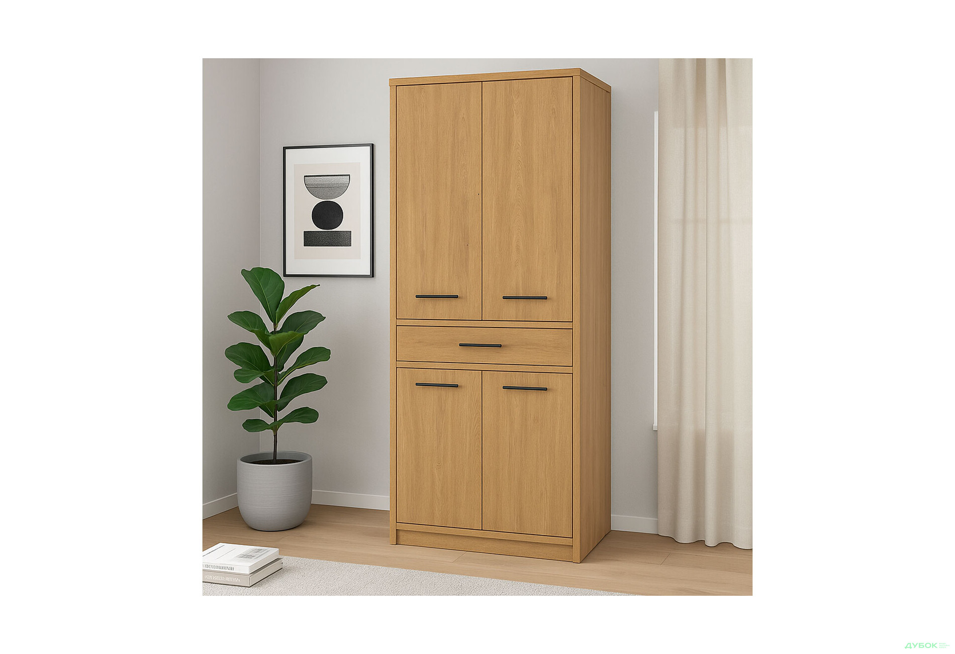 Зображення 2 - Шафа VMV holding Паві / Pavi 4-дверна з шухлядою 84 см, Дуб Кам'яний