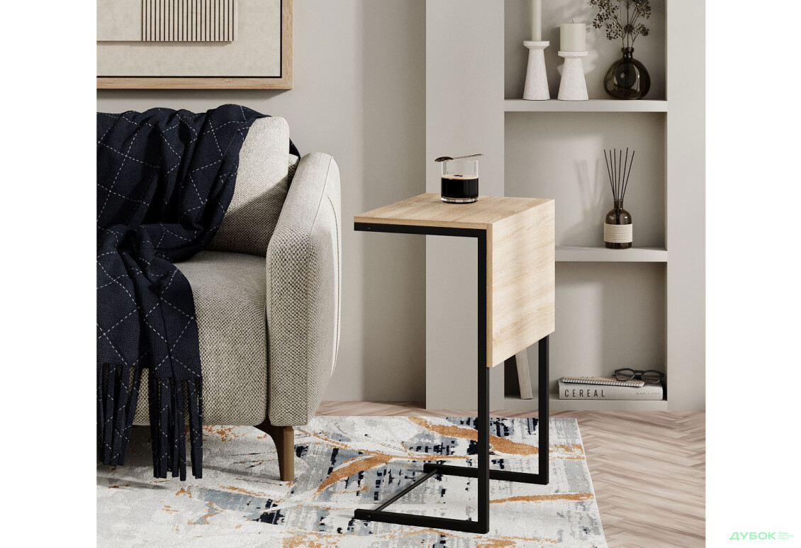 Изображение 5 - Стол журнальный трансформер Art In Head Джаст Фиджи / Just Fiji 65x44 см, черный металл / дуб сонома