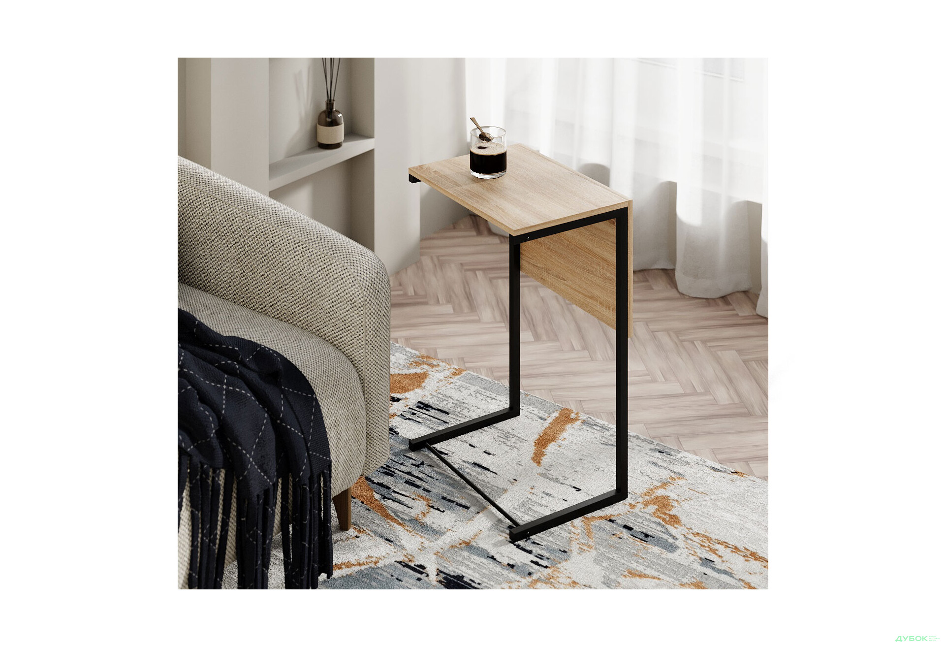 Изображение 4 - Стол журнальный трансформер Art In Head Джаст Фиджи / Just Fiji 65x44 см, черный металл / дуб сонома