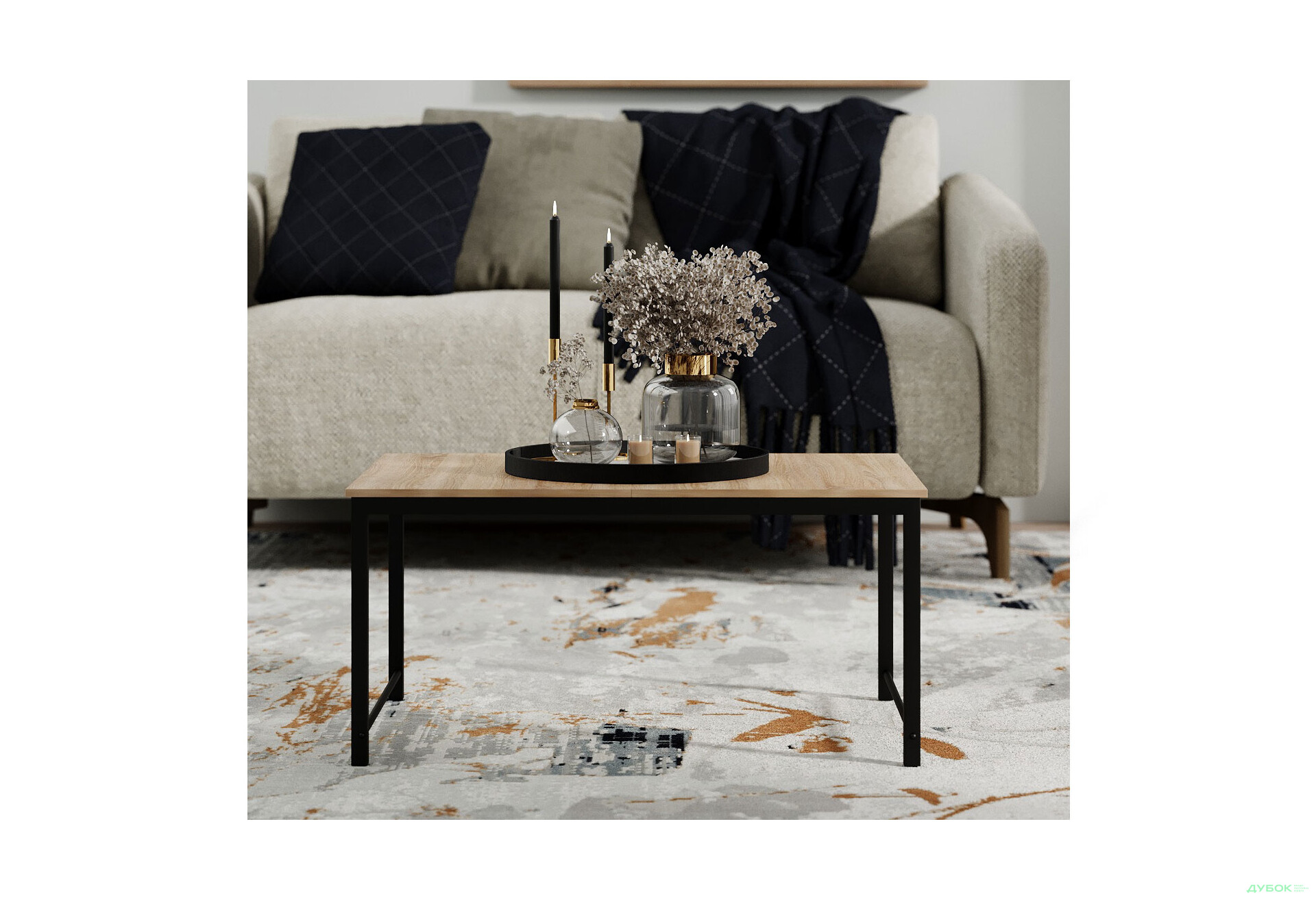 Изображение 3 - Стол журнальный трансформер Art In Head Джаст Фиджи / Just Fiji 65x44 см, черный металл / дуб сонома