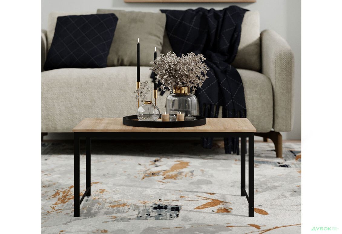 Изображение 3 - Стол журнальный трансформер Art In Head Джаст Фиджи / Just Fiji 65x44 см, черный металл / дуб сонома