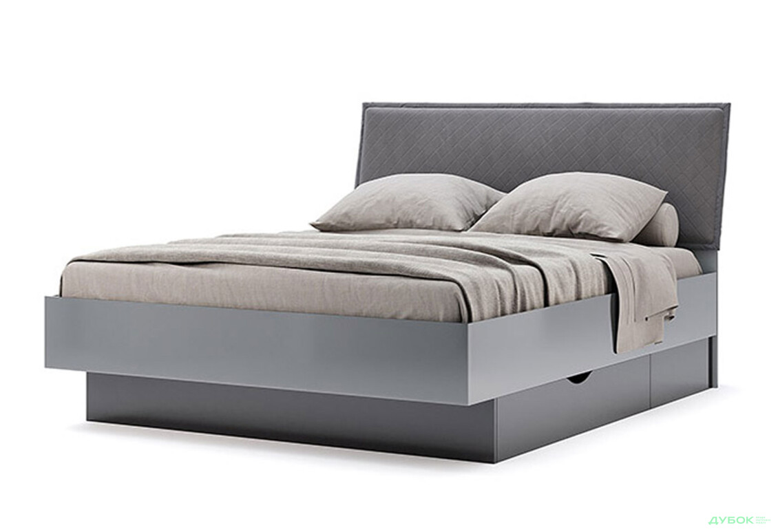Ліжко-подіум MiroMark Тео (без вкладу) 160х200 см з шухлядами, мат антрацит / мат графіт