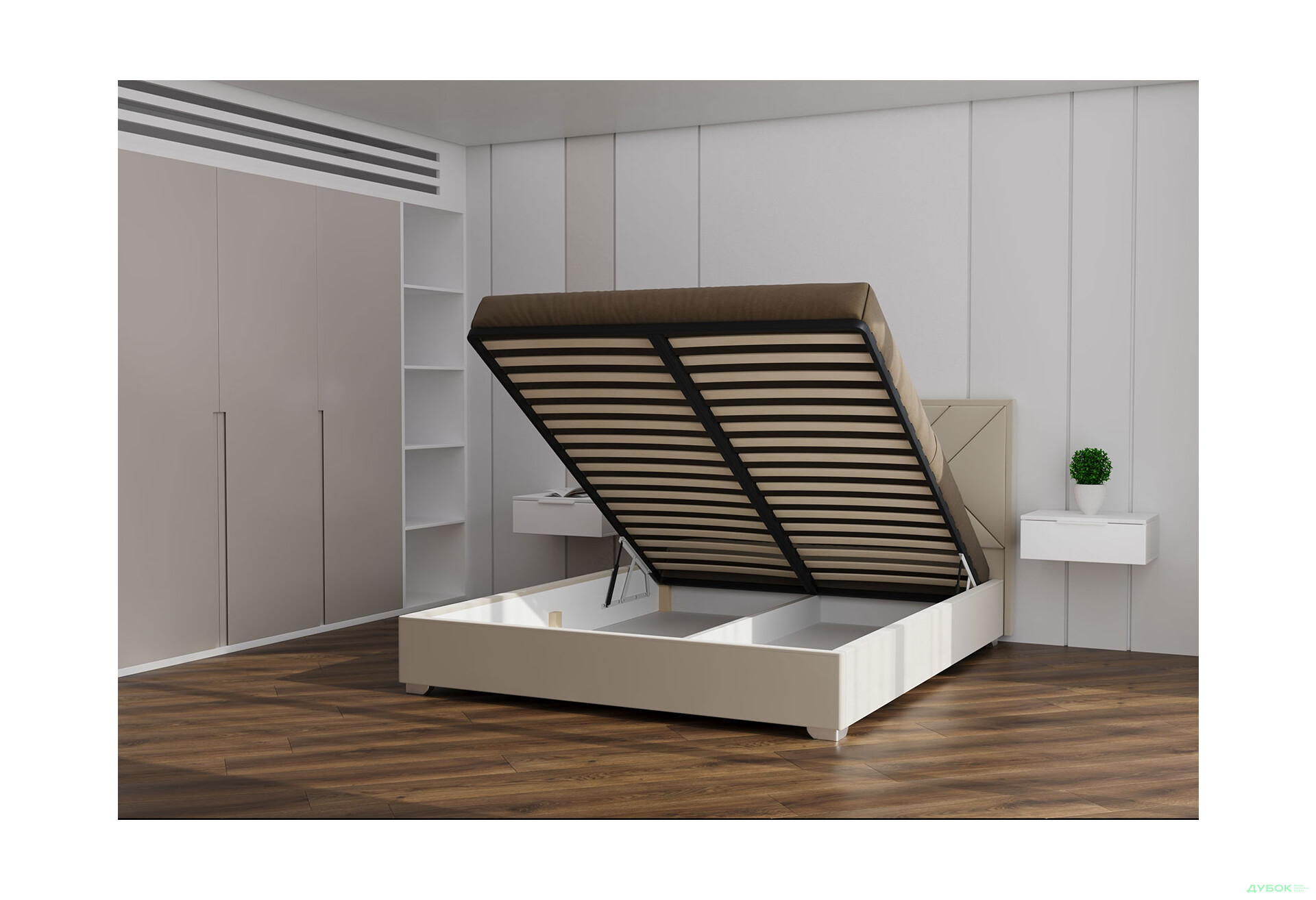 Изображение 3 - Кровать-подиум Оливия / Olivia 160х200 подъёмная с каркасом, Allure beige Artex Eurosof