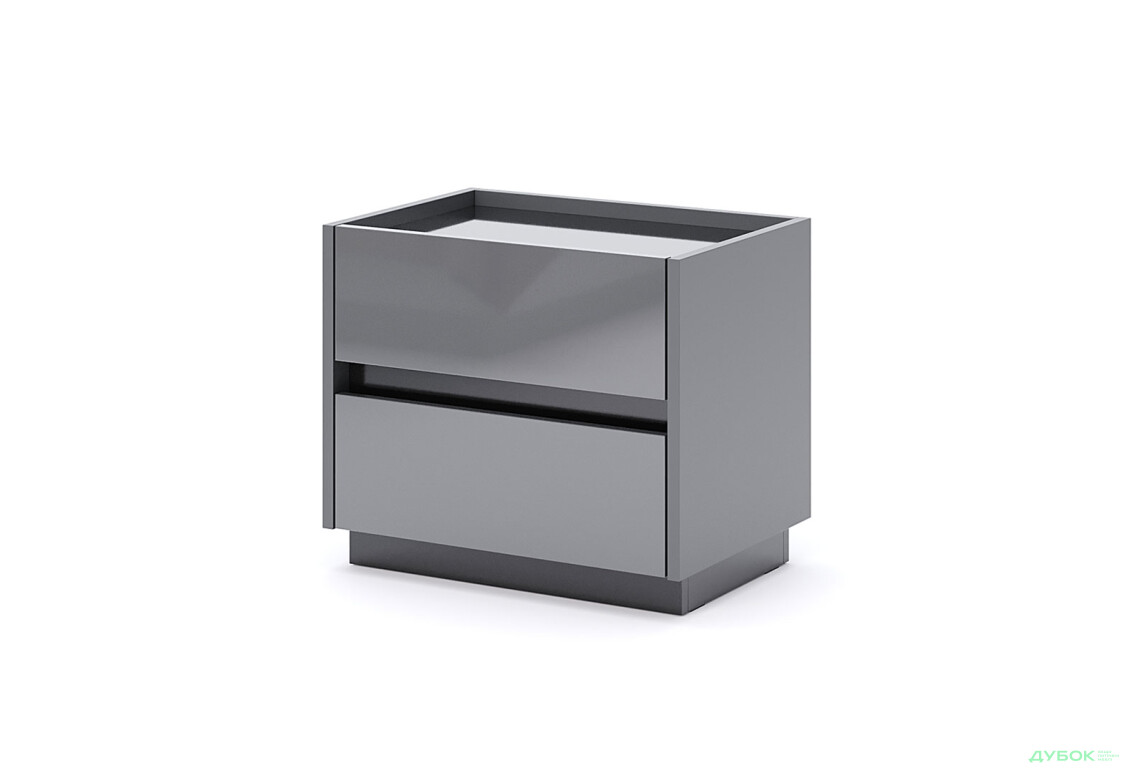 Тумба прикроватная МироМарк Тео с 2 ящиками 50 см, мат антрацит / мат графит - Изображение 1 Изображение 1 - Тумба прикроватная МироМарк Тео с 2 ящиками 50 см, мат антрацит / мат графит