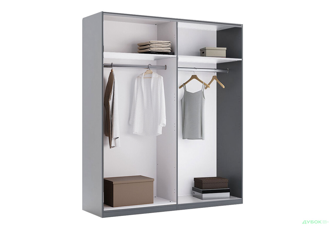 Шафа-купе MiroMark Тео 2-дверна із дзеркалом 150 см, мат антрацит / мат графіт - Зображення 2 Зображення 2 - Шафа-купе MiroMark Тео 2-дверна із дзеркалом 150 см, мат антрацит / мат графіт