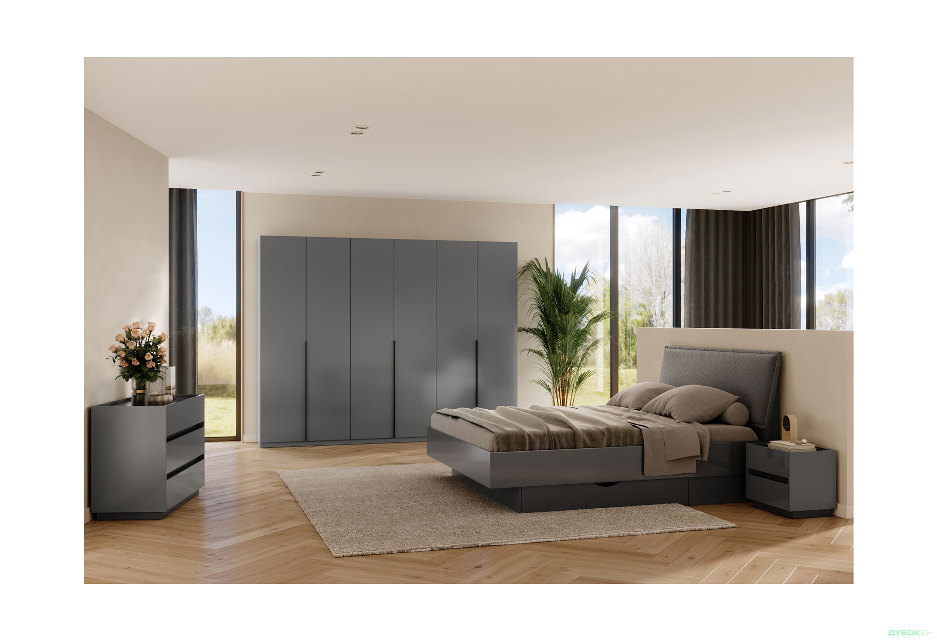 Спальня Тео Комплект 2Д+4Д MiroMark - Зображення 1 Зображення 1 - Спальня Тео Комплект 2Д+4Д MiroMark