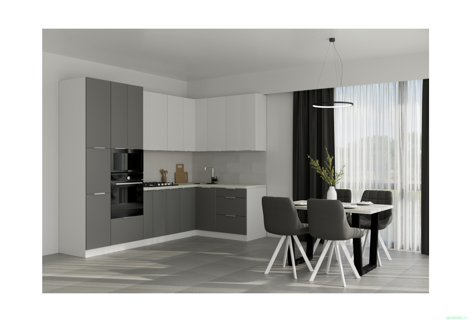 Кухня VIP-master Флет Люкс 1.6х2.8, білий / сірий мат - Зображення 1 Зображення 1 - Кухня VIP-master Флет Люкс 1.6х2.8, білий / сірий мат