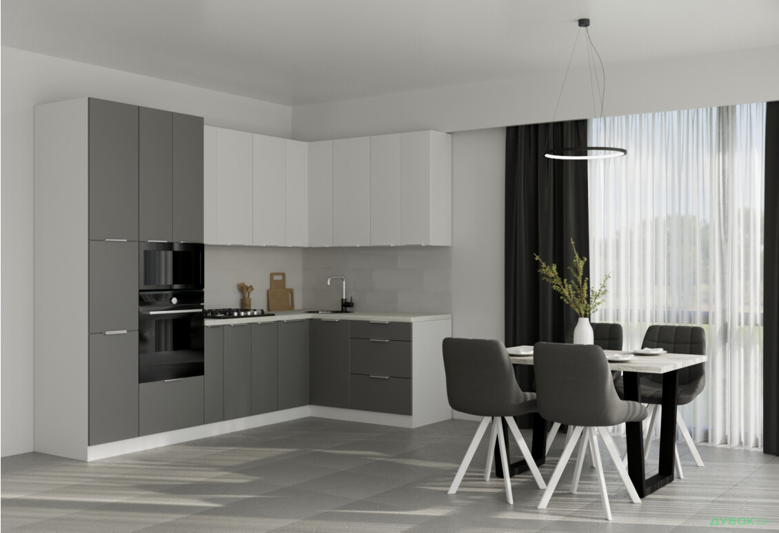 Кухня VIP-master Флет Люкс 1.6х2.8, білий / сірий мат - Зображення 1 Зображення 1 - Кухня VIP-master Флет Люкс 1.6х2.8, білий / сірий мат