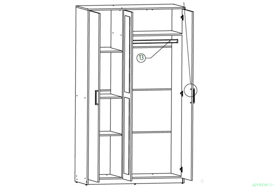 Зображення 3 - Шафа Garant Віва / Viva 3-дверна 120 см, шиншила грей