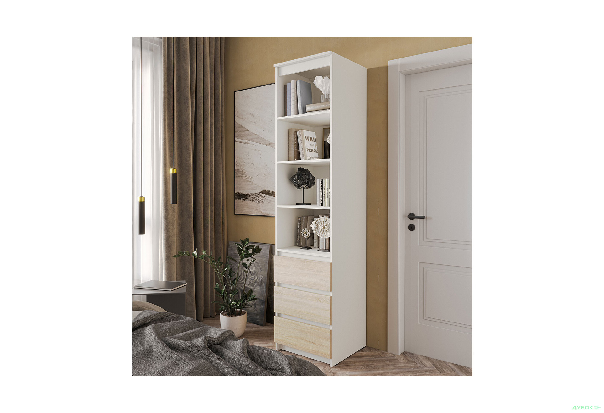 Изображение 2 - Шкаф-стеллаж комбинированный Moreli T219 с ящиками 50 см, белый / дуб сонома