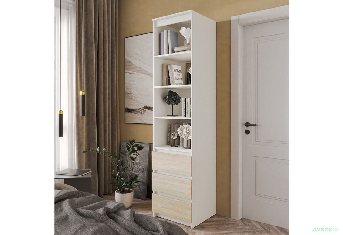 Изображение 2 - Шкаф-стеллаж комбинированный Moreli T219 с ящиками 50 см, белый / дуб сонома