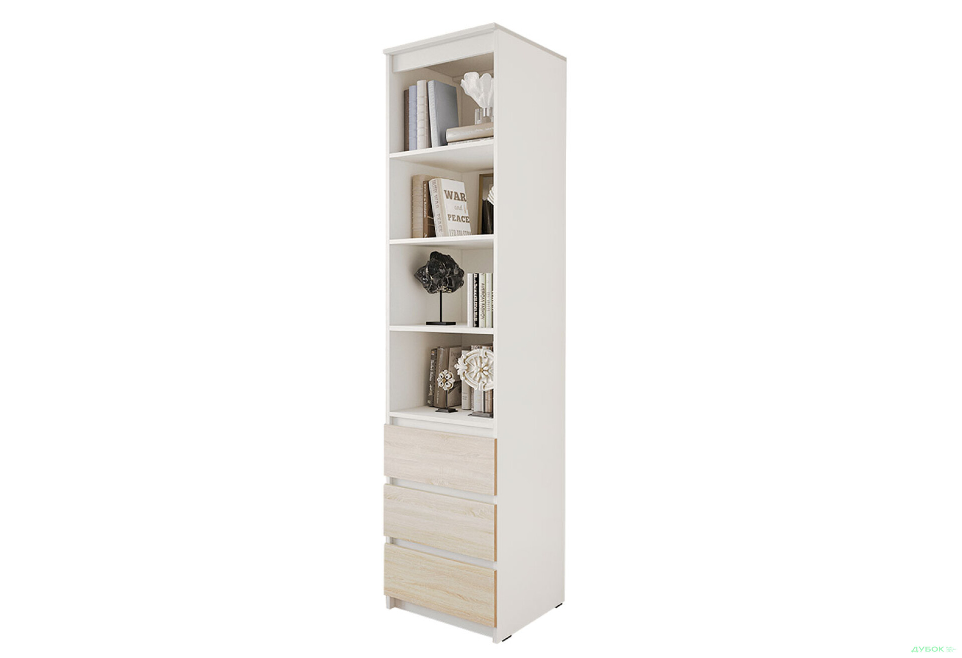 Фото 1 - Шкаф-стеллаж комбинированный Moreli T219 с ящиками 50 см, белый / дуб сонома