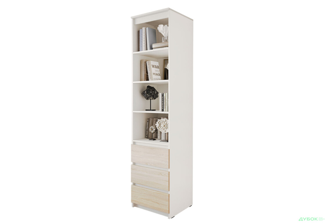 Шкаф-стеллаж комбинированный Moreli T219 с ящиками 50 см, белый / дуб сонома