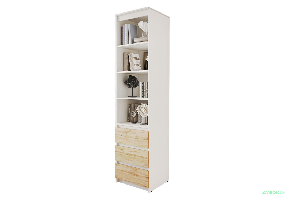 Шкаф-стеллаж комбинированный Moreli T219 с ящиками 50 см, белый / дуб аппалачи