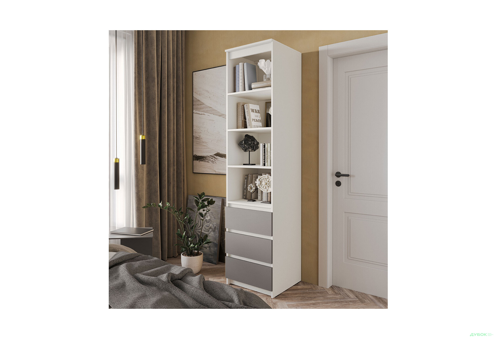 Шафа-стелаж комбінований Moreli T219 з шухлядами 50 см, білий / антрацит - Зображення 2 Зображення 2 - Шафа-стелаж комбінований Moreli T219 з шухлядами 50 см, білий / антрацит