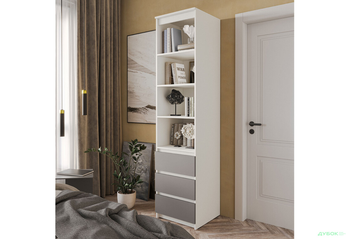 Шафа-стелаж комбінований Moreli T219 з шухлядами 50 см, білий / антрацит - Зображення 2 Зображення 2 - Шафа-стелаж комбінований Moreli T219 з шухлядами 50 см, білий / антрацит