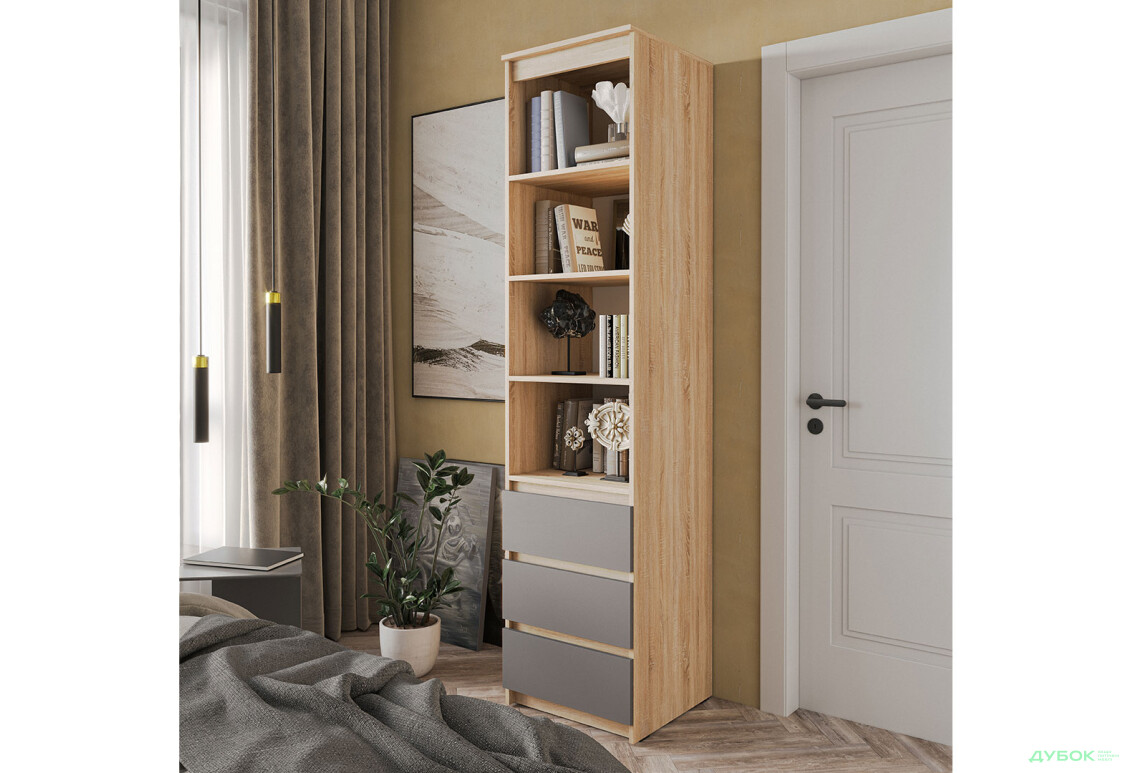 Шафа-стелаж комбінований Moreli T219 з шухлядами 50 см, дуб сонома / антрацит - Зображення 2 Зображення 2 - Шафа-стелаж комбінований Moreli T219 з шухлядами 50 см, дуб сонома / антрацит