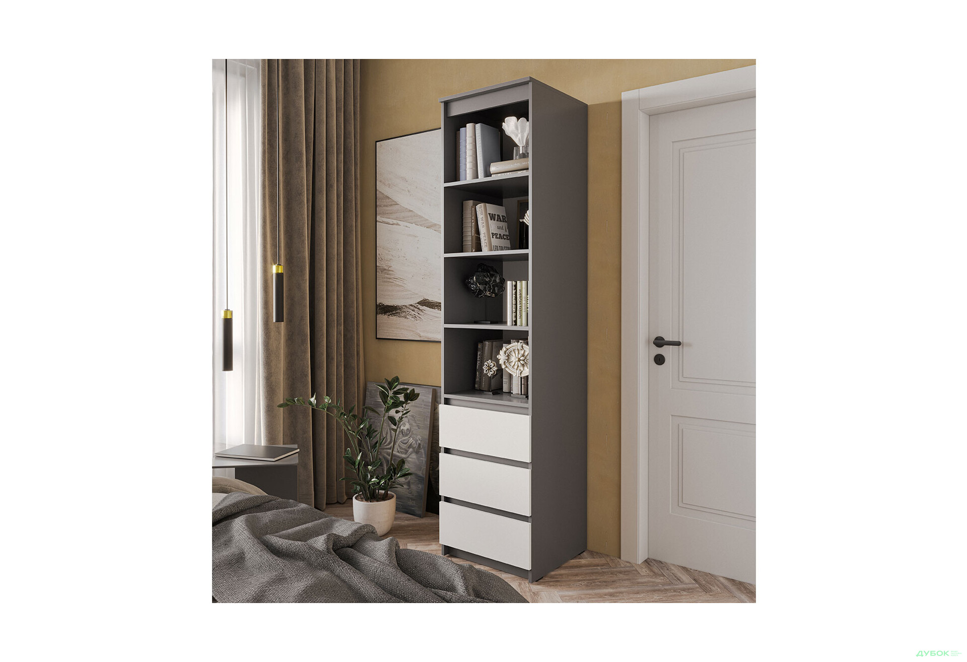 Изображение 2 - Шкаф-стеллаж комбинированный Moreli T219 с ящиками 50 см, антрацит / белый