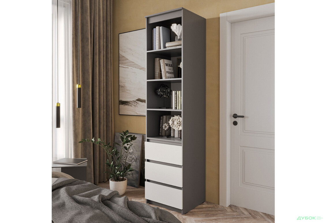 Изображение 2 - Шкаф-стеллаж комбинированный Moreli T219 с ящиками 50 см, антрацит / белый