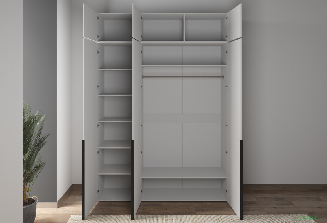 Шафа Moreli Ліберті (ST0027) 3-дверна з антресолею 180 см, біла - Зображення 6 Зображення 6 - Шафа Moreli Ліберті (ST0027) 3-дверна з антресолею 180 см, біла