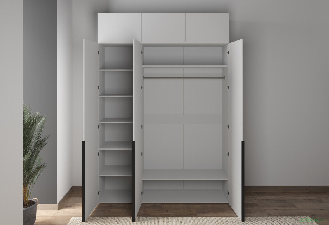 Шафа Moreli Ліберті (ST0027) 3-дверна з антресолею 180 см, біла - Зображення 5 Зображення 5 - Шафа Moreli Ліберті (ST0027) 3-дверна з антресолею 180 см, біла