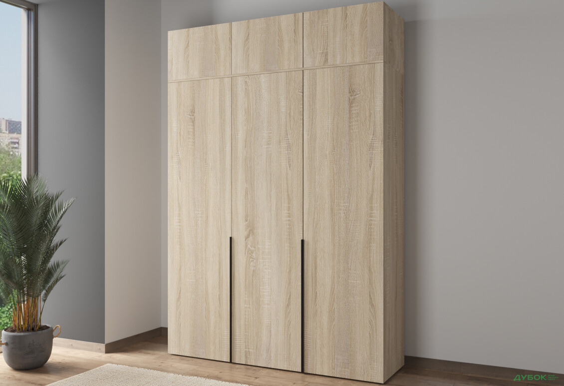 Шафа Moreli Ліберті (ST0027) 3-дверна з антресолею 180 см, дуб сонома - Зображення 2 Зображення 2 - Шафа Moreli Ліберті (ST0027) 3-дверна з антресолею 180 см, дуб сонома