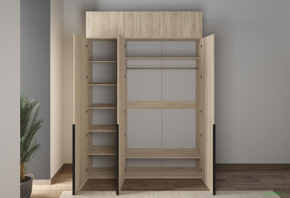 Шафа Moreli Ліберті (ST0027) 3-дверна з антресолею 180 см, дуб сонома - Зображення 6 Зображення 6 - Шафа Moreli Ліберті (ST0027) 3-дверна з антресолею 180 см, дуб сонома