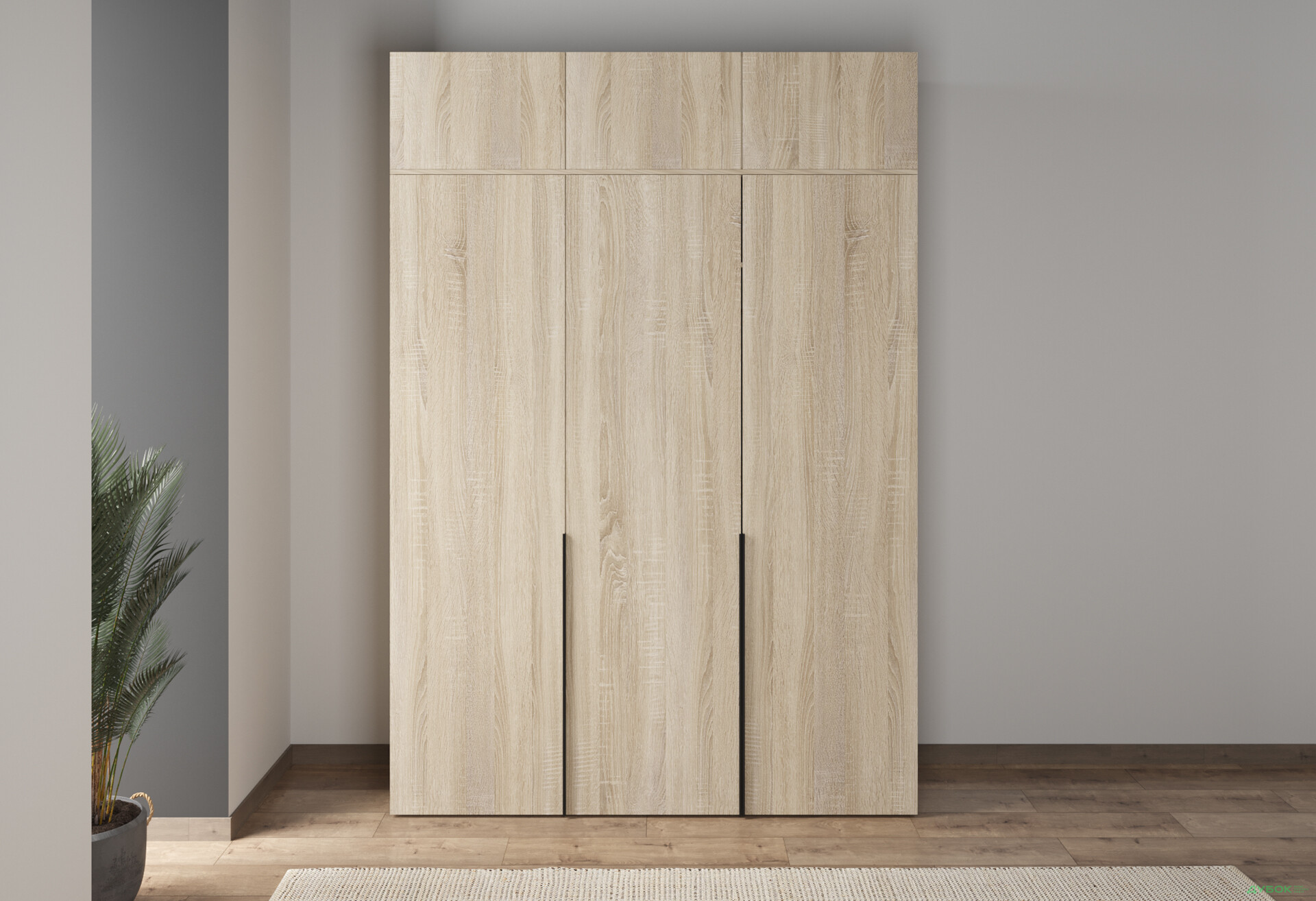 Шафа Moreli Ліберті (ST0027) 3-дверна з антресолею 180 см, дуб сонома - Зображення 5 Зображення 5 - Шафа Moreli Ліберті (ST0027) 3-дверна з антресолею 180 см, дуб сонома