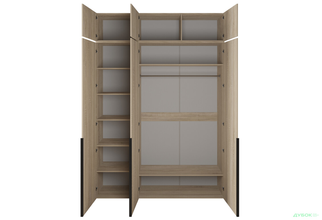 Шафа Moreli Ліберті (ST0027) 3-дверна з антресолею 180 см, дуб сонома - Зображення 4 Зображення 4 - Шафа Moreli Ліберті (ST0027) 3-дверна з антресолею 180 см, дуб сонома